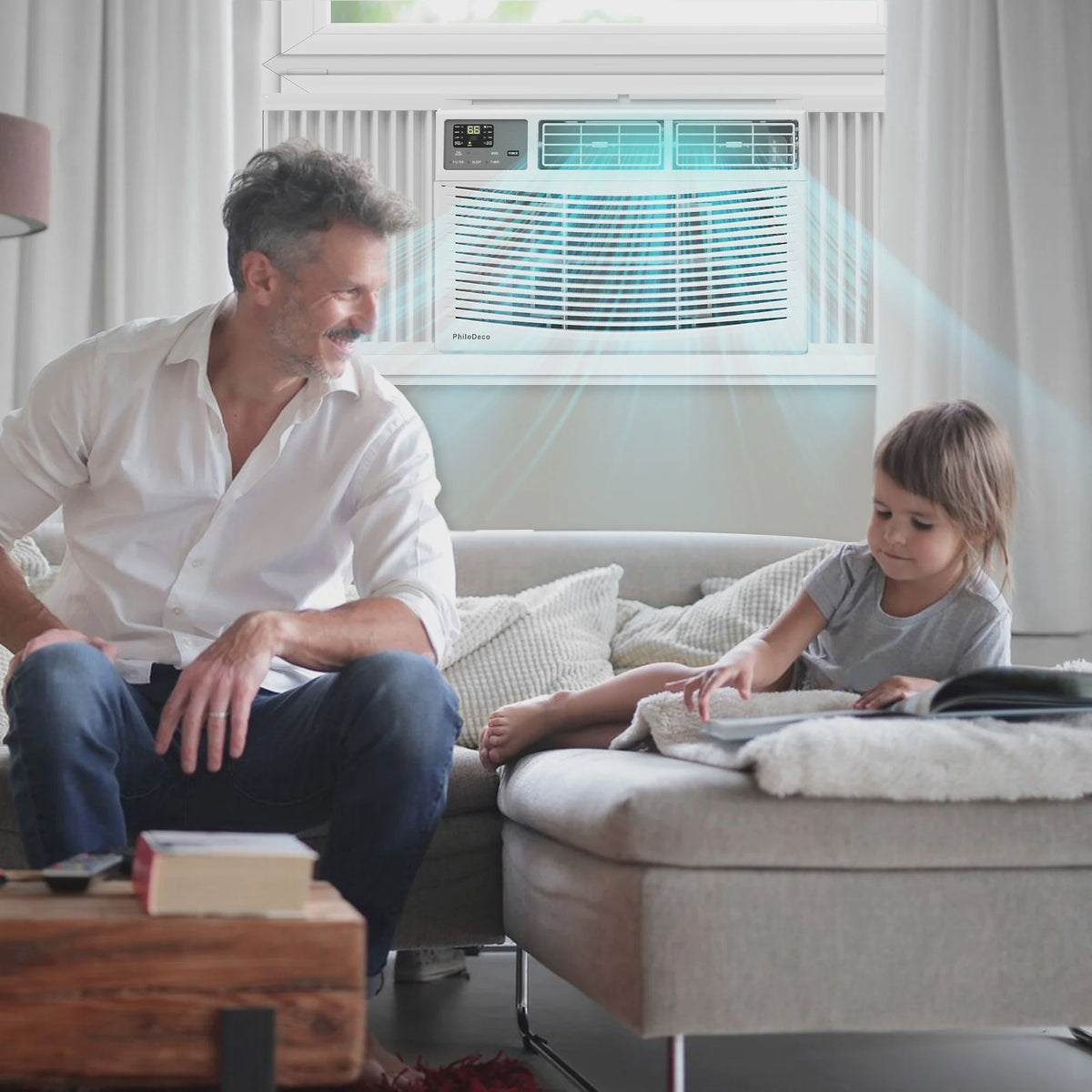 PhiloDeco 12000 BTU Window Air Conditioner 550 Sq Ft. Intelligent Ac Units, LED Display Screen, Operates Quietly, Energy-Saving. Timer ? Sleep and...