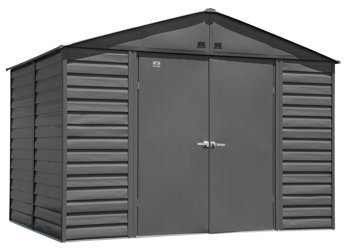 Select Galvanized Steel Storage Shed, Charcoal, 10-ft x 8-ft