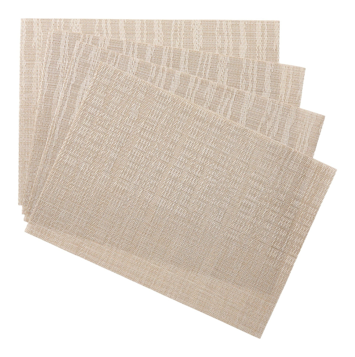 Lurex Rectangle Textilene Woven Placemat, Prosecco, 13-in x 18-in, 4-pk