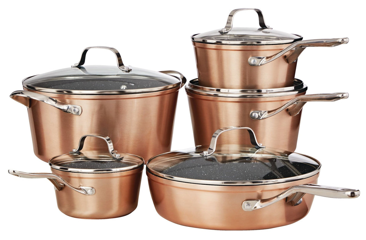The Rock Non-Stick Cookware Set, Dishwasher & Oven Safe, Aluminum, 10-pc