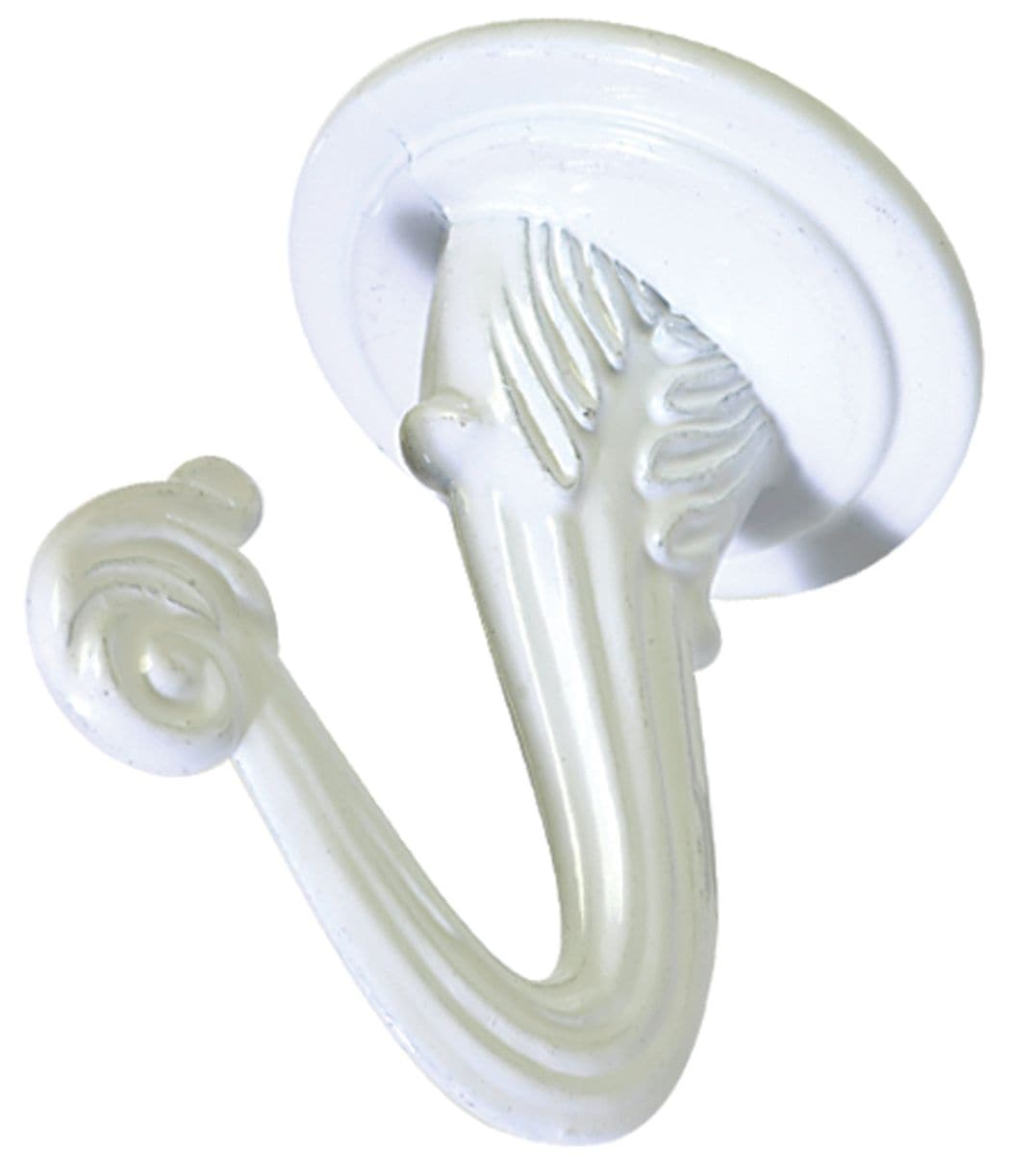 Large Swag Hook, Screw and Anchor Included, Solid Steel, White