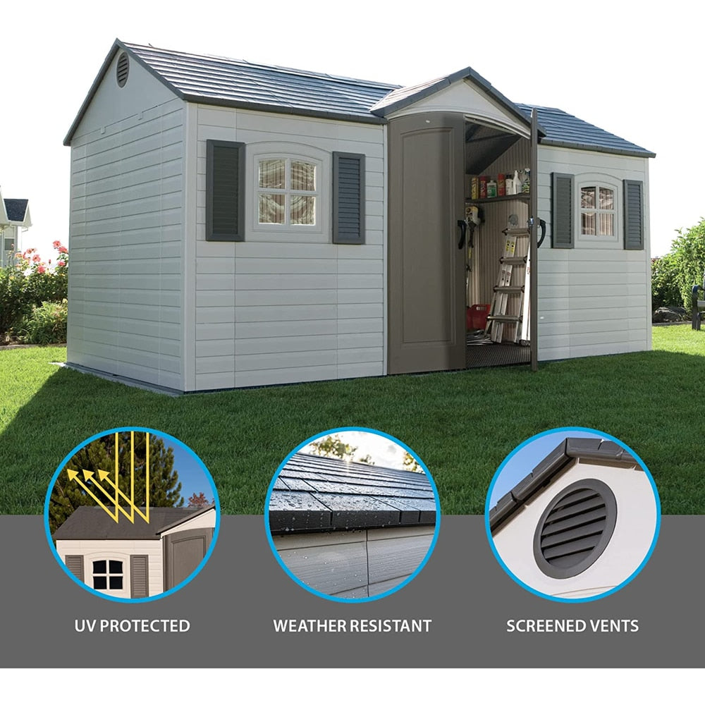 Outdoor Storage Shed with Windows, 8-ft x 15-ft