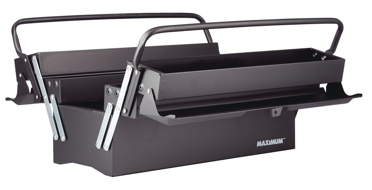 Portable 5-Tray Cantilever Tool Box, Black, 21-in