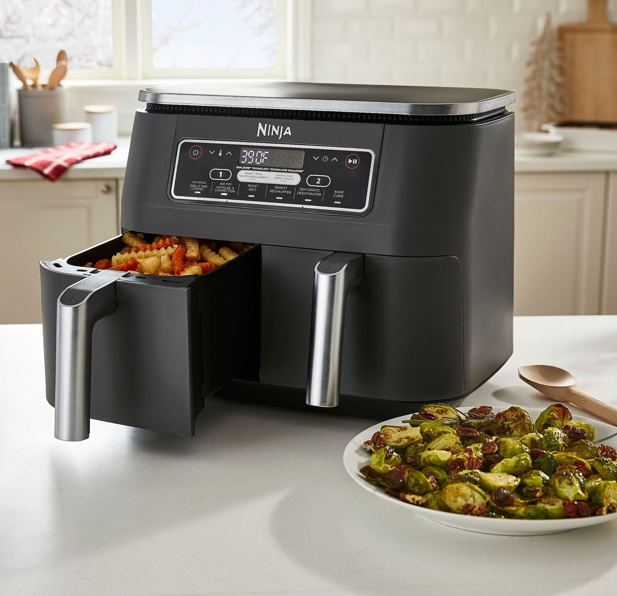 2-Basket Air Fryer with 6 Cooking Functions, 8 Qt