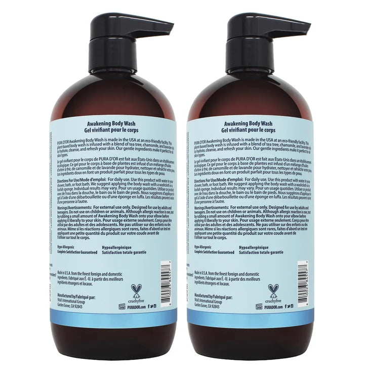 Pura D'or Awakening Body Wash, 2 x 709 mL