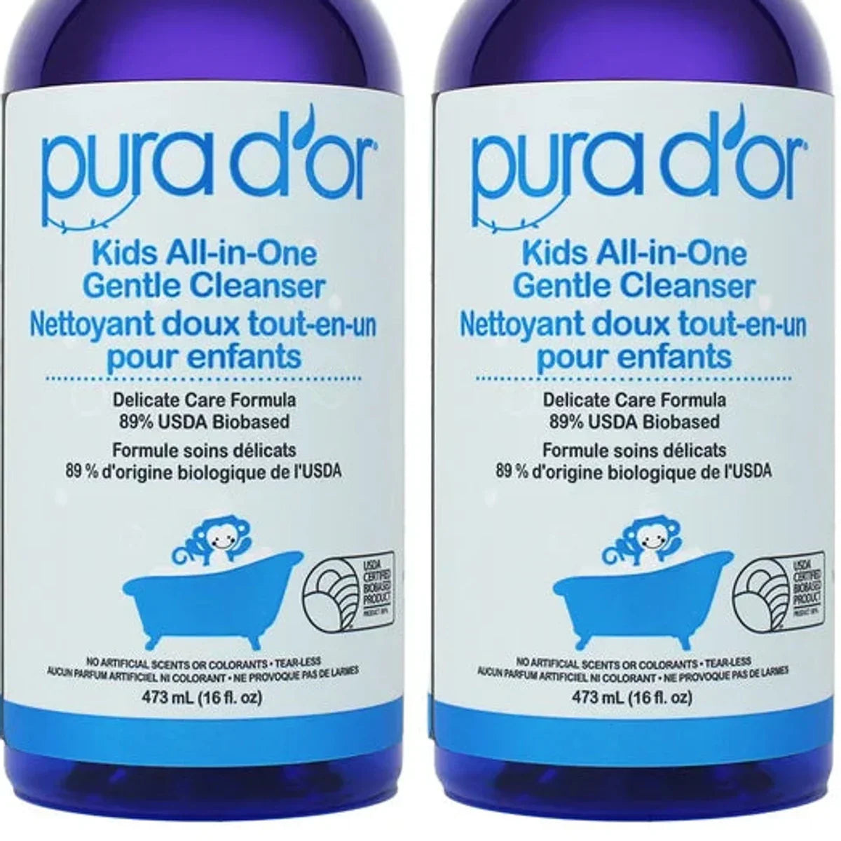 Pura D'or Kids All-in-One Gentle Cleanser, 2 x 473 mL