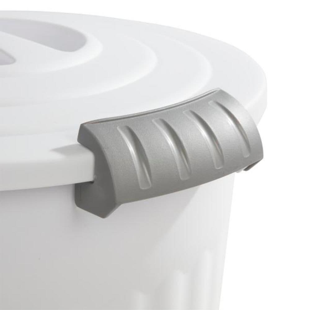 Plastic Round Latching Utility Garbage Can, White, 23-L