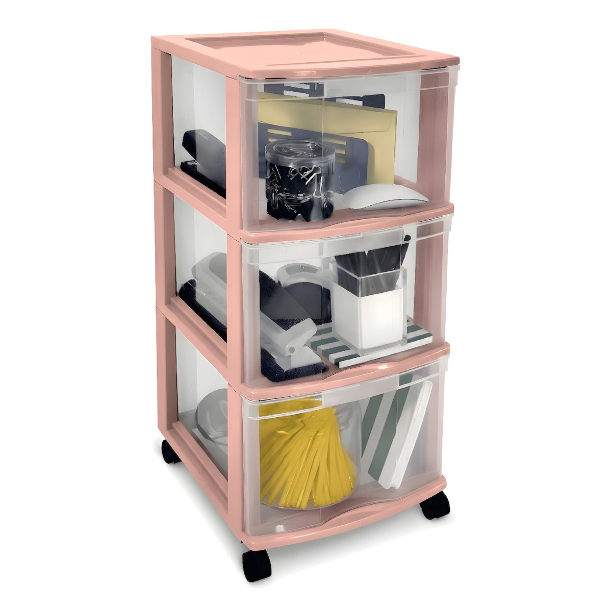3-Drawer Storage Tower, Pink