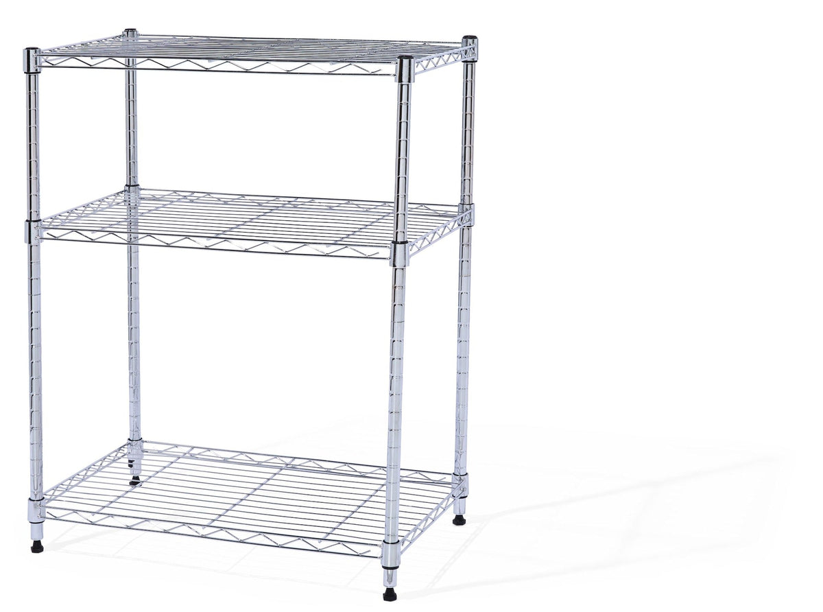 3-Tier Storage Rack, No Tool Assembly, Chrome