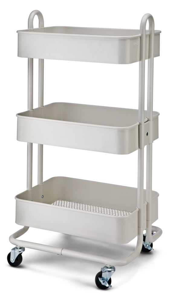 Momentum Steel 3-Tier Utility Cart with 4 Wheels, White