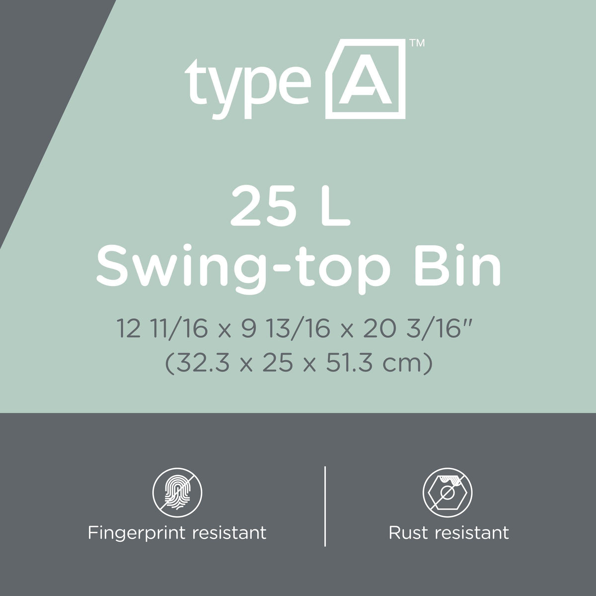 Plastic Swing-Top Garbage Bin, Black/Grey, 25-L