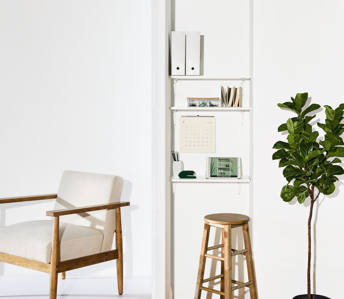 Wooden Floating Wall Shelf Board, White, 8 x 24-in