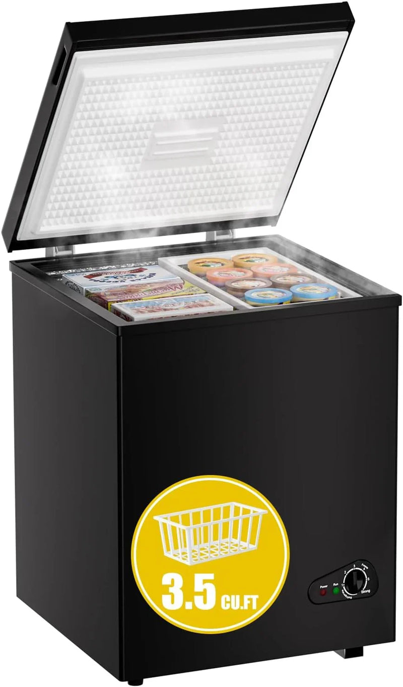 7.0 Cu Ft Chest Freezer - Energy Efficient & Quiet Mini Freezer with Adjustable Thermostat - Compact Deep Freezer for Home, Apartment, and Garage - Removable Basket & Defrost Drain C3534