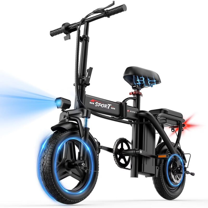 ASKGO Z6 14 in Electric Bike 1200W Motor, 48V/10AH E-Mountain Bike,Folding Electric Bicycle for Adult with Two Seats UL2849,Unisex,Pedal-Assist Q5525