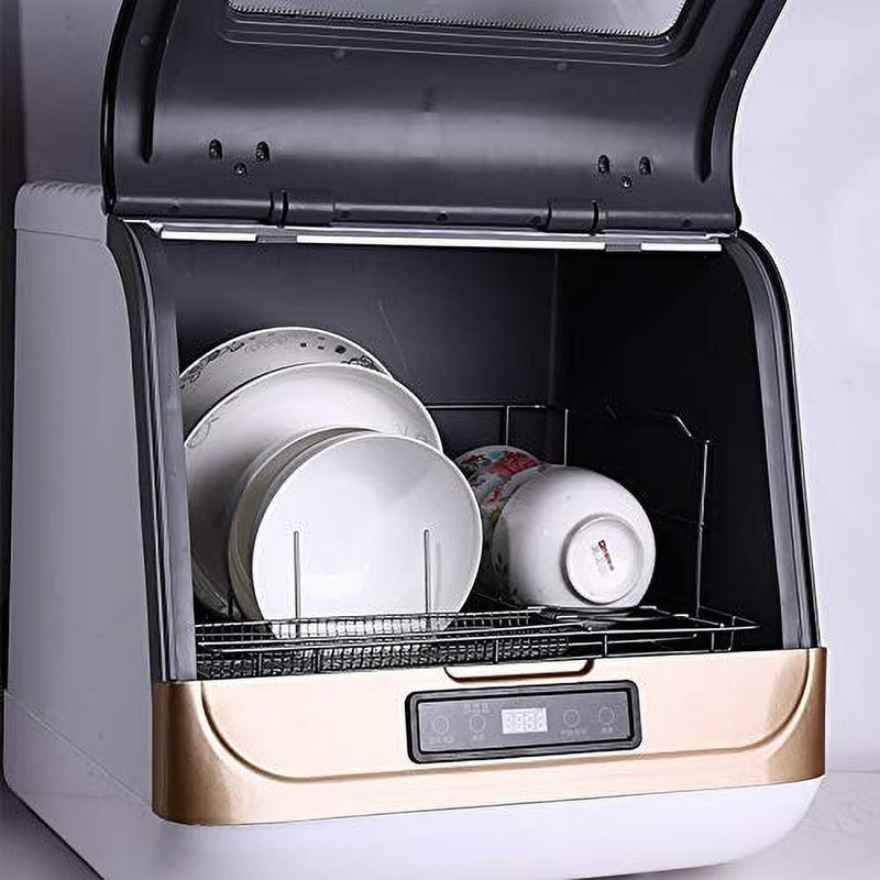 Countertop Dishwasher Kitchen Mini Portable Dish Bowl Washer Tabletop Automatic Dishwasher Deep Cleaning for Home, Apartment, RV (White Black) I6479
