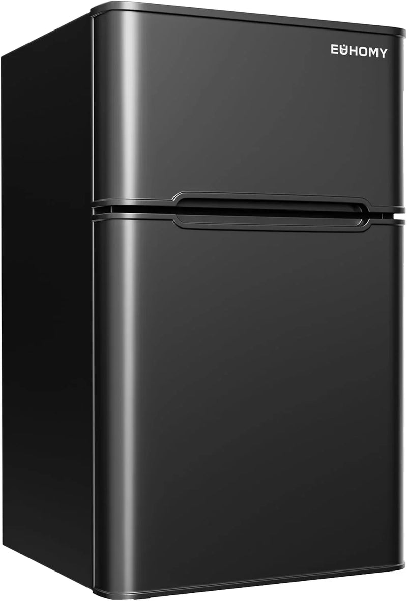3.2 Cu.Ft Mini Fridge with Freezer – 2-Door Compact Refrigerator for Bedroom, Dorm, Office or Apartment, Silver A7684