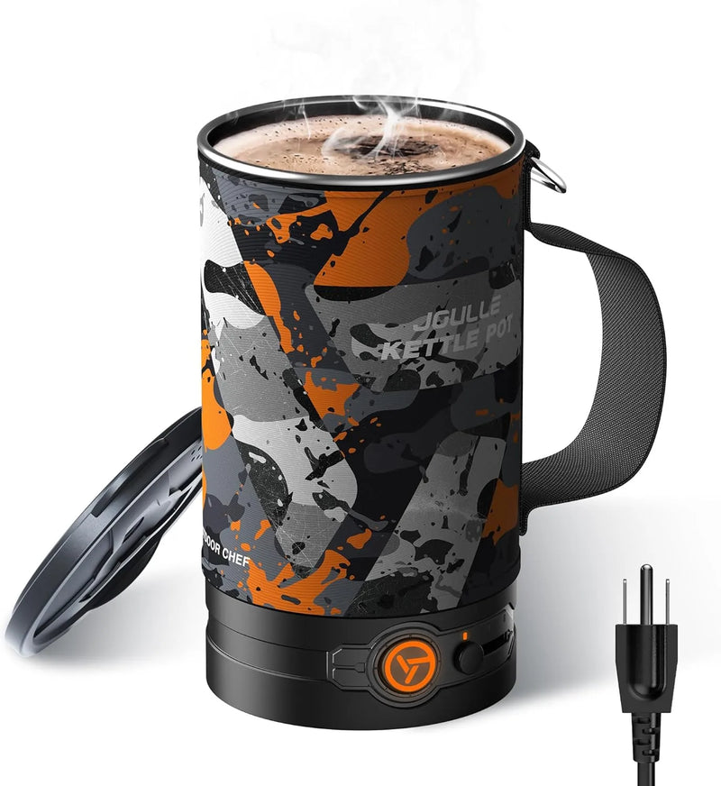 Electric Kettle, Multi-Functional Portable Travel Water Boiler Cooker, 30 oz Electric Kettle for Coffee, Cooking, Popcorn Maker, Camping RV Essentials G8598
