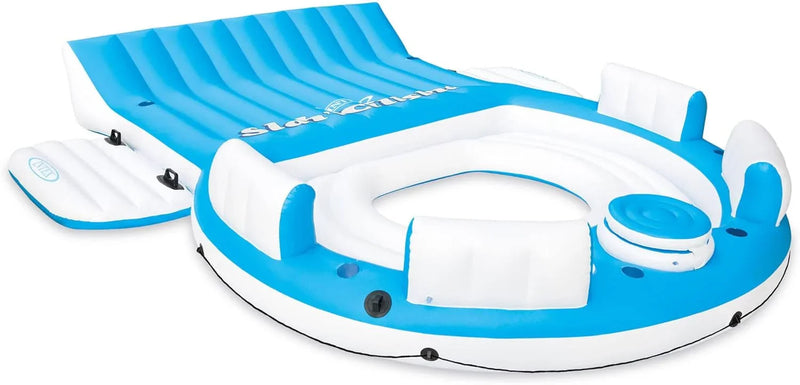 56299EP 145 x 125 x 20 Inch Splash N Chill Inflatable Lake and Pool Relaxation Island Lounger Seat for up to 7 Adults, Blue and White P7600