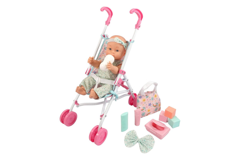 15" Baby Doll With Stroller And Accessories G3722