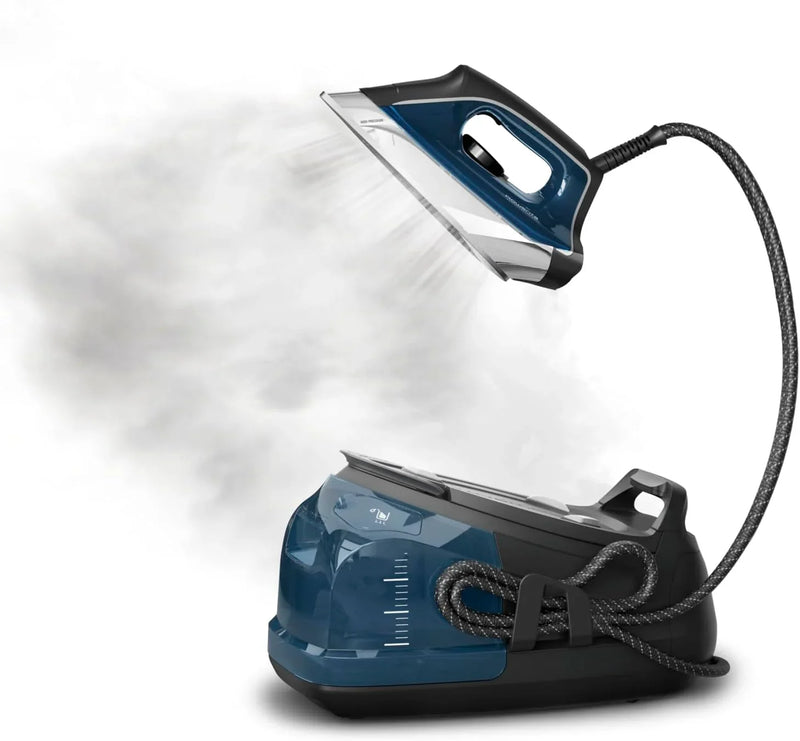 Professional steam laundry device with stainless steel base plate, 1.1-liter detachable water tank, quick heating, 1800-watt power, blue fabric steam iron G6869