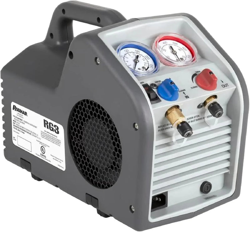 (Portable Refrigerant Recovery Machine – 115V, 60Hz, for Both Liquid and Vapor Refrigerant, White-Robinair V2483