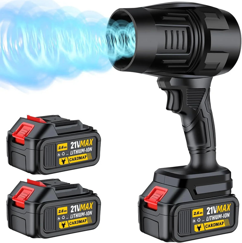Electric Cordless Leaf Blower, Handheld Electric Leaf Blower, Mini Jet Dry Blower Fan with 2 Packs 2.6Ah Batteries and Charger, Violent Turbo Jet Blower for Lawn, Patio, Outdoors, Car, Home B5639