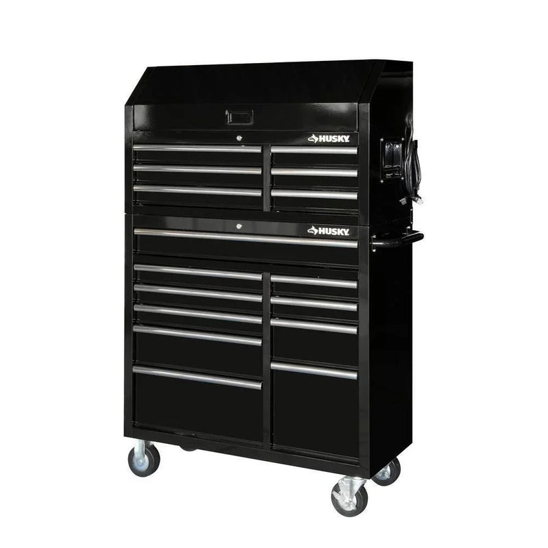 41 in. 16-Drawer Tool Chest and Cabinet Combo in Gloss Black I7779