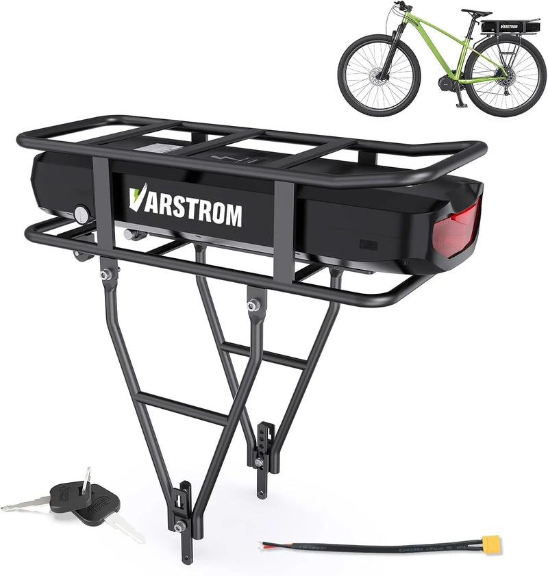 Ebike Battery 48V 17.5AH Lithium ion Rear Rack Battery for BAFANG/Voilamart/PEXMOR/AW 48V200W-1000W Ebike Kit,48V E Bike Batteries with Luggage Rack,Taillight,30A BMS,3A Fast Charger & Safety Lock M7743