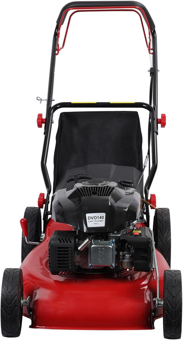 Self-propelled lawn mower, 141cc four-stroke gasoline engine, lawn mower with 20-inch blades, rear-wheel drive, push-type lawn mower, equipped with a 50-liter hay storage tank, rear wheel diameter 10 inches, rotational speed 2850 revolutions per minu M381