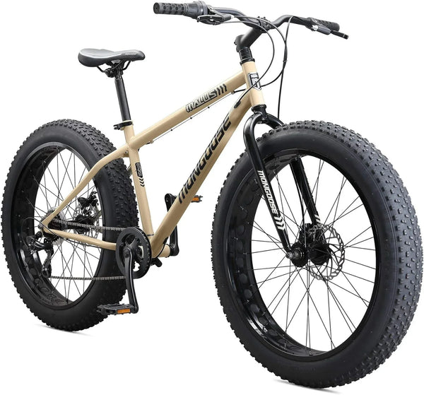 Mens and Women Fat Tire Mountain Bike, 26-Inch Bicycle Wheels, 4-Inch Wide Knobby Tires, Steel Frame, 7 Speed Drivetrain, Shimano Rear Derailleur, Disc Brakes F5985