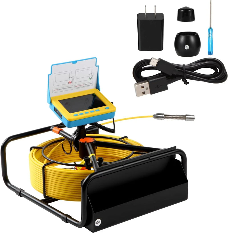 Sewer Camera, 4.3" Pipe Drain Inspection Camera with DVR Function & Snake Cable, Waterproof IP68 Borescope w/LED Lights (131.2ft/40M) S4185