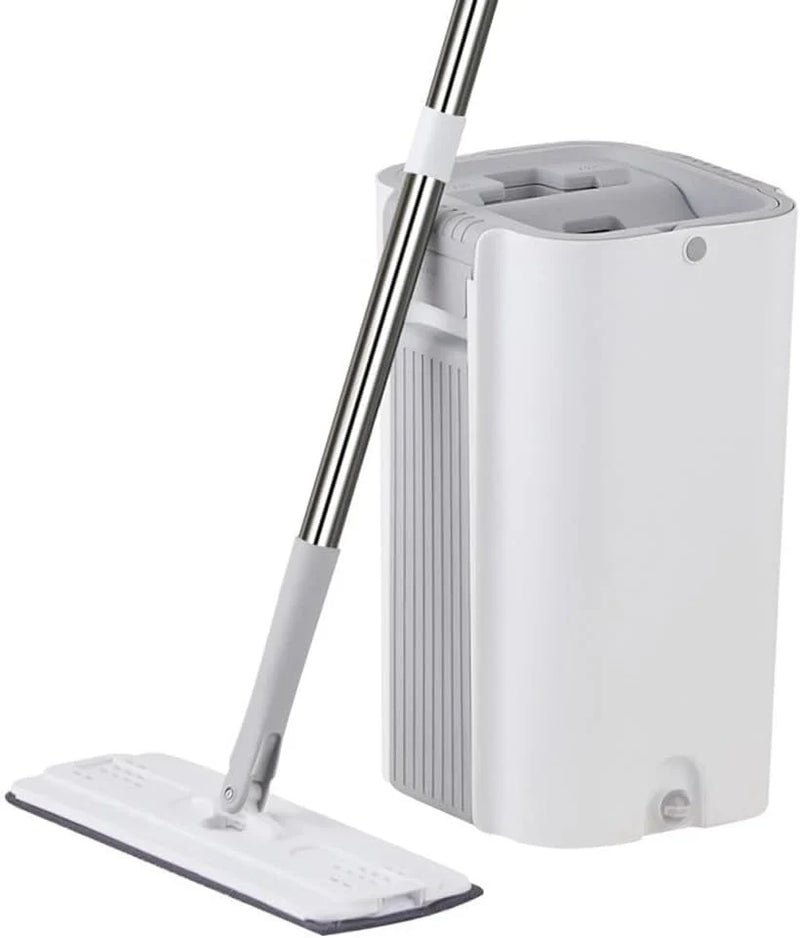 A handless flat mop set, suitable for household cleaning, with a mop bucket that can be used for both dry and wet cleaning. X1944