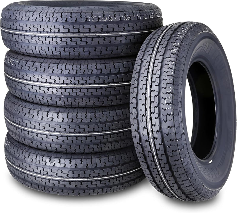 Libra Trailer Parts set of 4 Heavy Duty Trailer Tires ST205/75R15 205 75 15 10-Ply Load Range E Steel Belted Radial w/Scuff Guard K5718