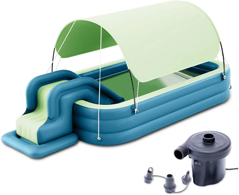Ergocar Inflatable Swimming Pool with Water Slide, Inflatable Slide Water Pool with Awning, Inflatable Mega Bouncy Castle Water Park, Swim Centre Pools for Backyard, Garden, Summer Water Party A0525