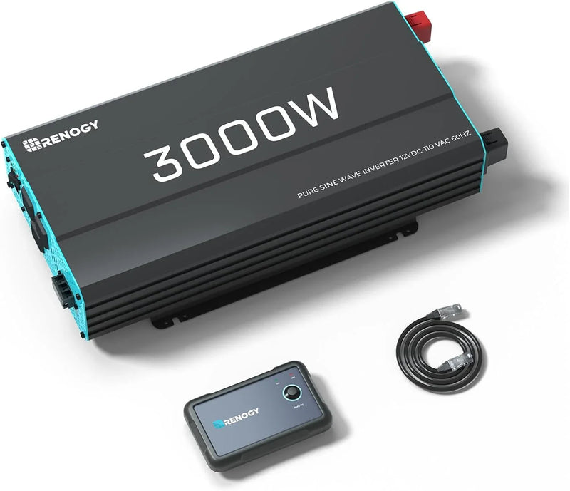 3000W Pure Sine Wave Inverter 12V DC to 120V AC Converter for Home, RV, Truck, Off-Grid Solar Power Inverter 12V to 110V with Built-in 5V/2.1A USB / Hardwire Port, Remote Controller G3487