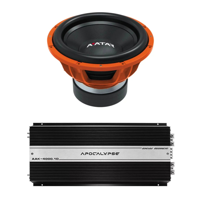 Deaf Bonce Car Audio 15" 2Ohm Avatar Subwoofer STU-1546-D2&Monoblock Amp Package New K0501