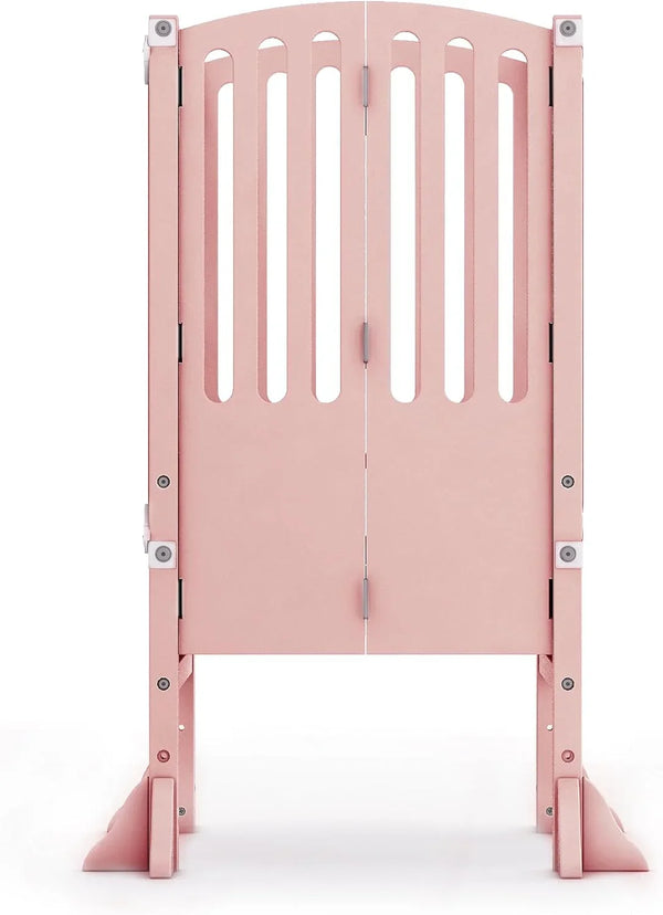 Infant Tower Stool - Modern Style - White: A foldable and height-adjustable Montessori wooden learning furniture with a fixed device T566