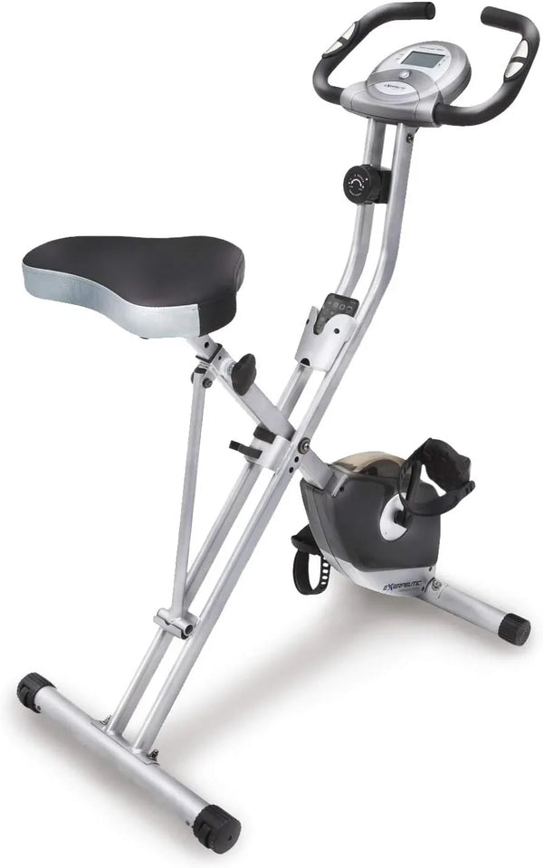 Compact folding exercise bike, 8 different intensity level fixed bikes, featuring Wireless tracking function and option for tablet stand. X0401