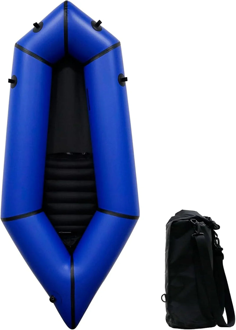 Lightweight Packrafts, TPU Inflatable Kayak for Flat Water Rafting Camping Trip/Fishing/Water Adventures 1 Person/2 Person Packraft, 330lb/660lb Weight Capacity Q4589