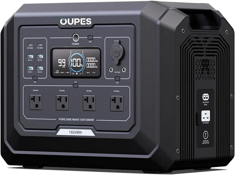1 Portable Power Station 2000W (4500W Peak), 1024Wh LiFePO4 Battery Generator with 1400W AC Charging & 800W Solar Charging, Expandable to 5120Wh, for Home, Power Outages, Camping & RVs S7894