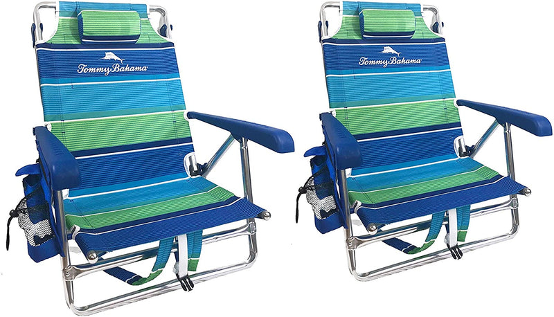 2 Backpack Beach Chairs with Storage Pouch and Towel Bar R2796