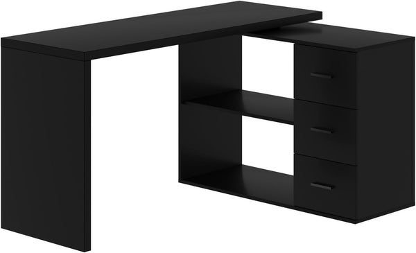 L Shaped Desk with Drawers Shelves, Corner Home Office Desk with Storage Cabinet, Large Wood Computer Desk for PC Executive Work Writing Study, Modern Living Room Bedroom Table,White Oak,60 in K2065