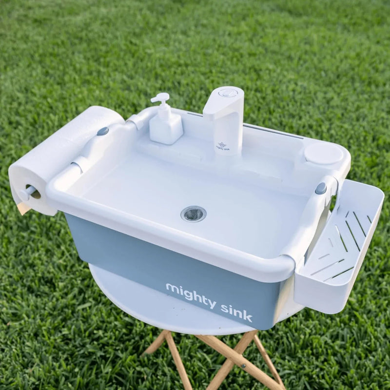 Mighty Sink Portable Sink: Patented Wash Station with Electronic Faucet | 2 Gallons | Easy Setup | Indoor & Outdoor Use | Ideal for Dishwashing, Camping Hygiene, Gardening, Pottery & More T6605