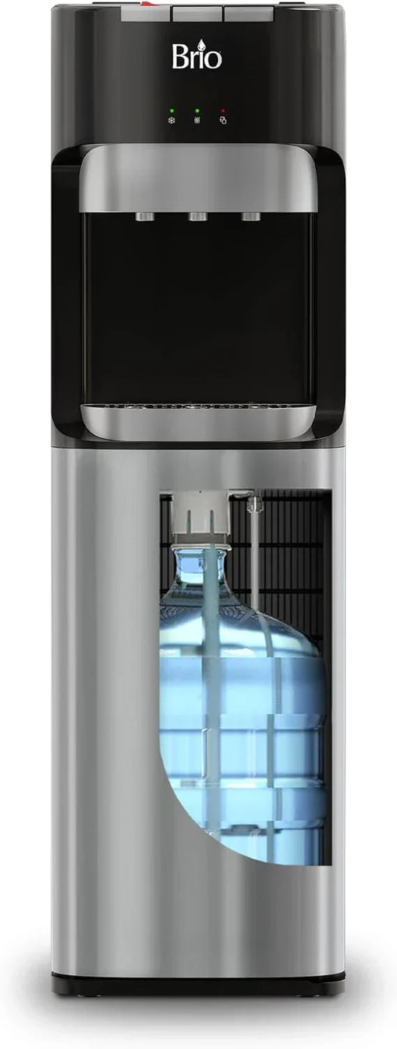 Bottom Loading Water Cooler Dispenser for 5 Gallon Bottles - 3 Temperatures with Hot, Room & Cold Spouts, Child Safety Lock, LED Display with Empty Bottle Alert, Stainless Steel A515
