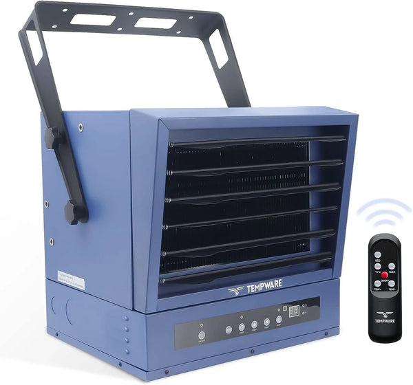 Electric Garage Heater, 7500-Watt Digital Fan-Forced Ceiling Mount Shop Heater with Full-Function Remote, 240-Volt Hardwired Heater with 12-Hour Timer, Ideal for Workshop X2449