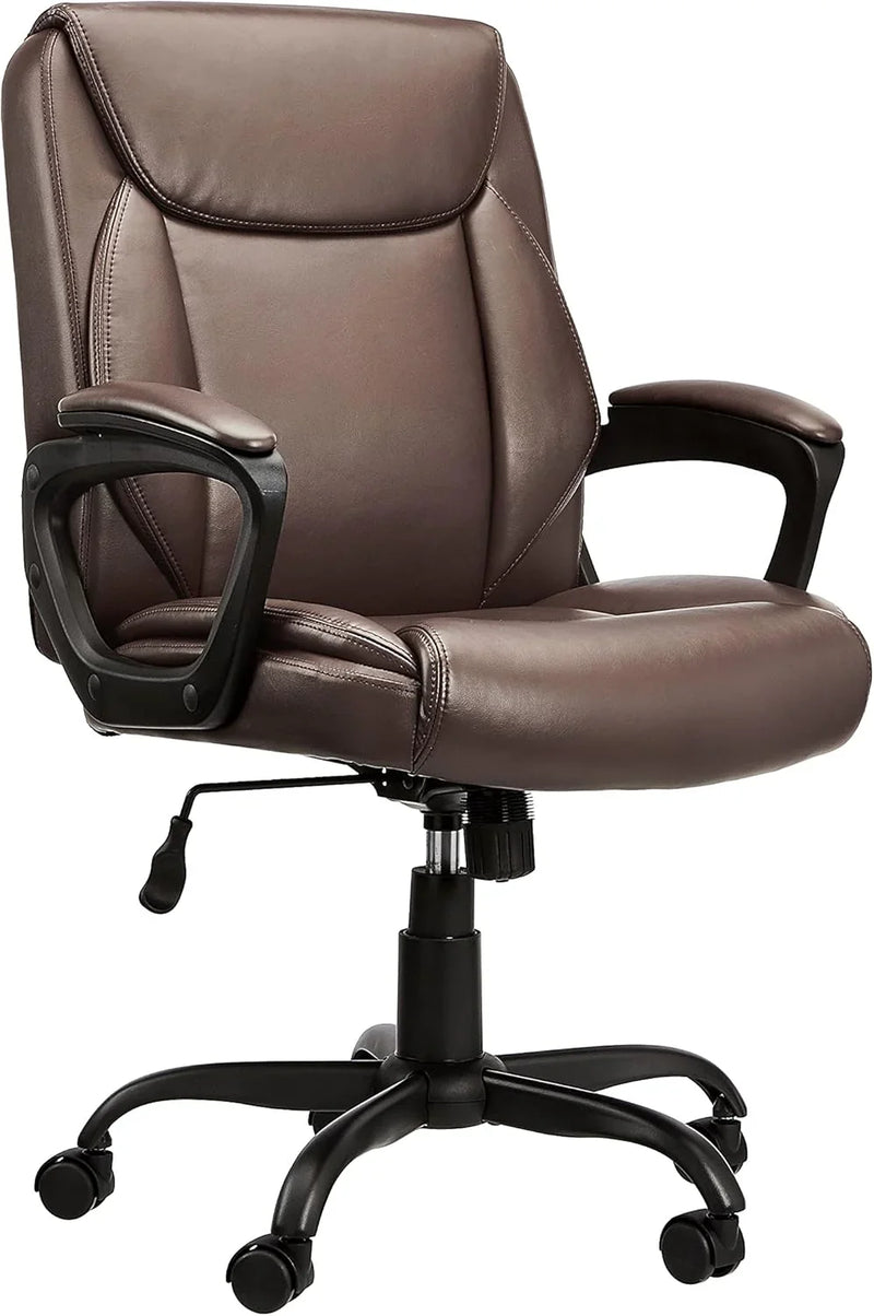 Classic PU surface, back-adjustable height office computer desk and chair, with armrests, size: 26 inches wide x 23.75 inches long x 42 inches high, black version N3298