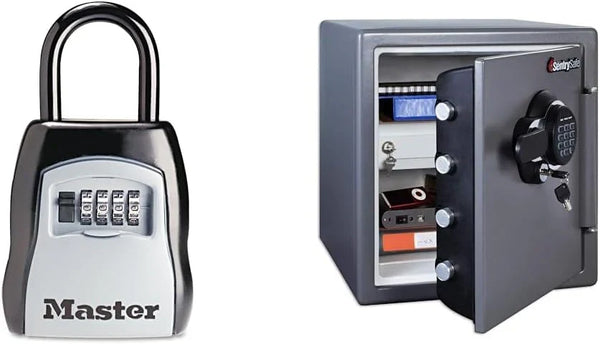 Key Lock Box, Outdoor Lock Box Bundle with SentrySafe Fireproof and Waterproof Safe, 1.23 Cubic Feet R0512
