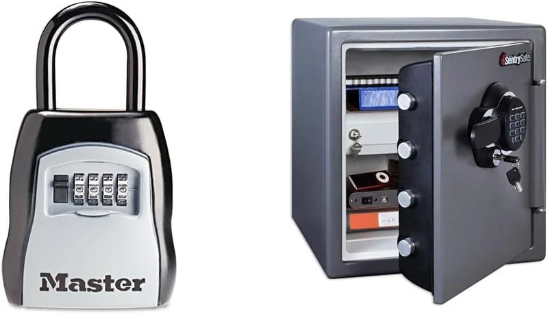 Key Lock Box, Outdoor Lock Box Bundle with SentrySafe Fireproof and Waterproof Safe, 1.23 Cubic Feet R0512