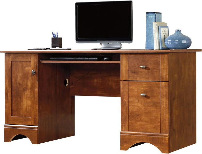 Multifunctional office computer desk, length: 59.45 inches x width: 23.47 inches x height: 29.02 inches, finished with polished maple wood material F5664