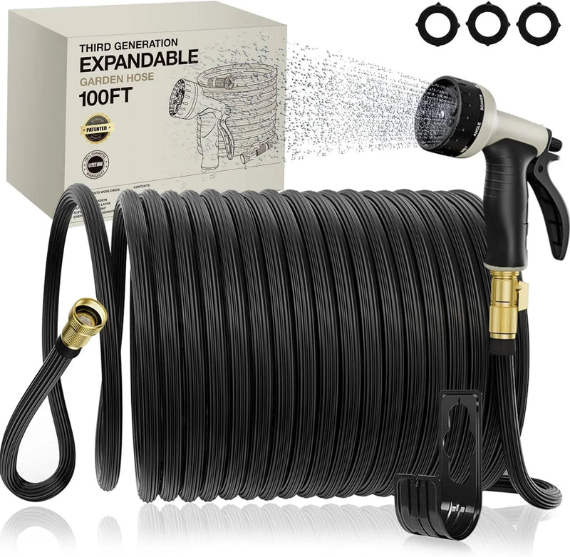 Expandable Garden Hose 100ft - New Patented Water Hose with 40 Layers of Innovative Nano Rubber W9119